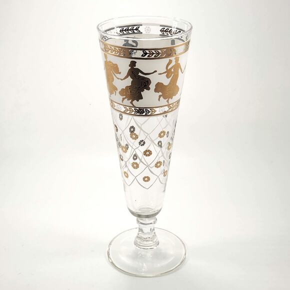 Set of 4 Vintage Aldon Greek Goddess Gold Atomic Barware Pilsner Glasses | MCM - Picture 9 of 12